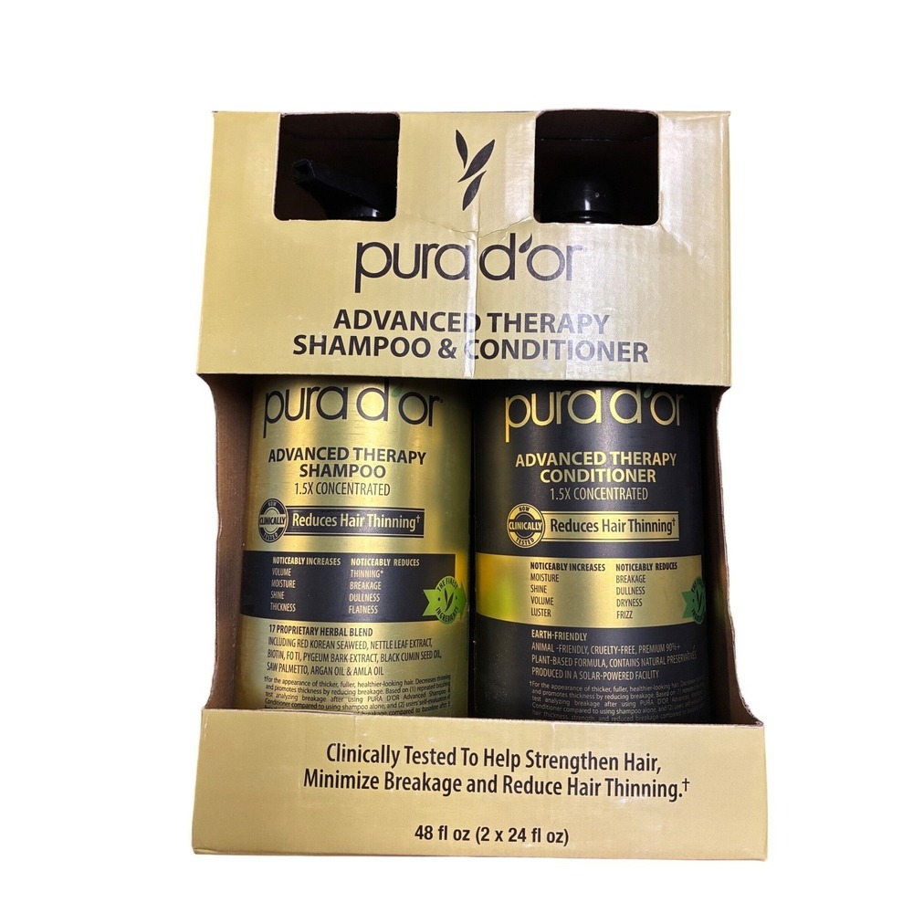 Pura D'or Advanced Therapy Shampoo & Conditioner 48oz Set 1.5X Concentrated